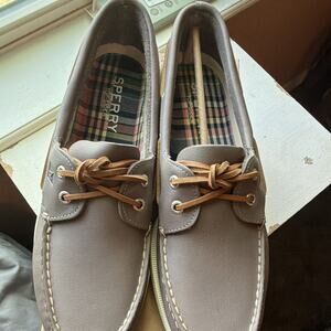 Sperry A/O 2-Eye Whisper Gray Leather Lace-Up Boat Shoes Men’s 12 M